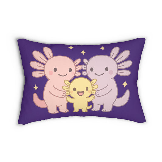 Cute Axolotl Lumbar Pillow - Cozy Plush Cushion for Home Decor