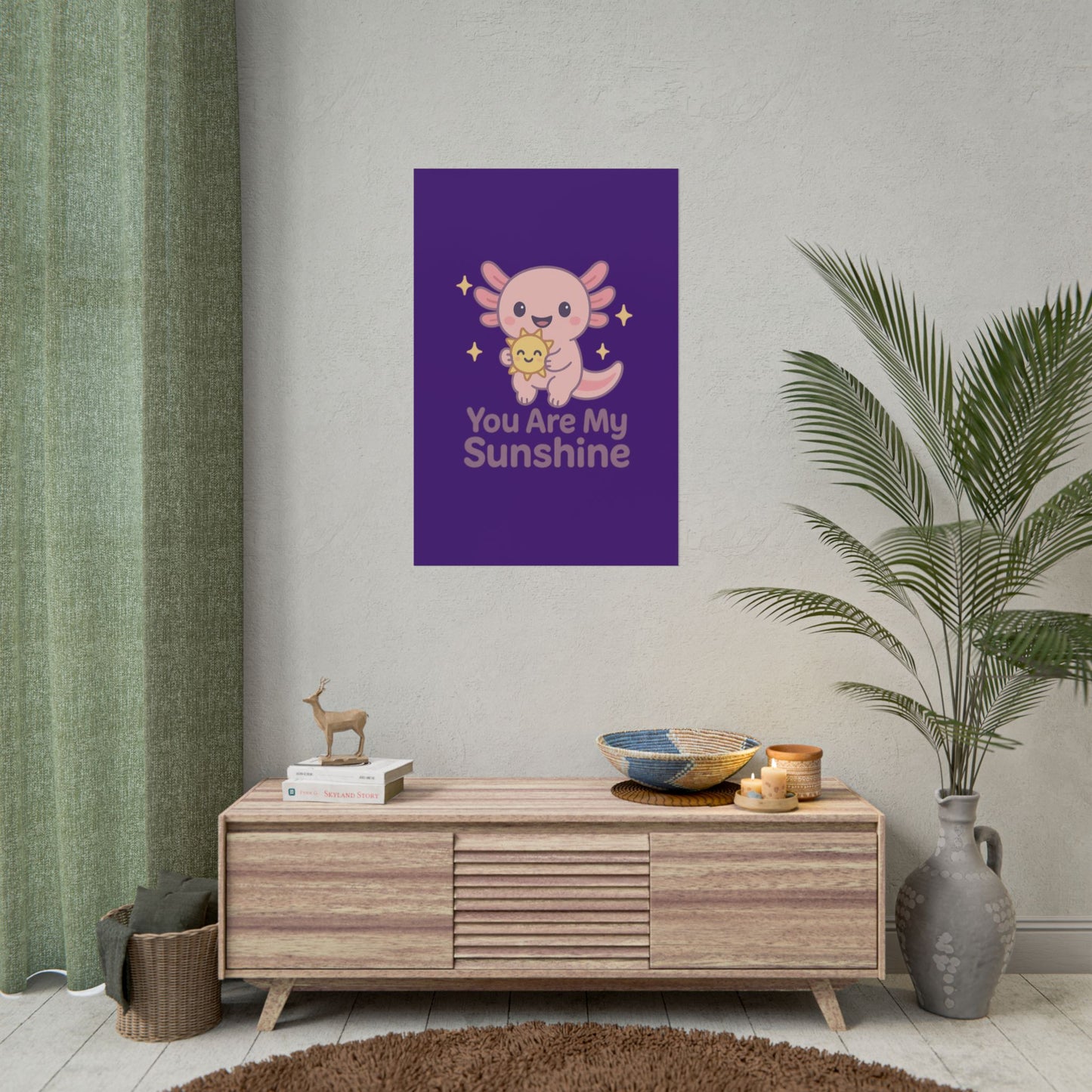 Kid's Wall Art Poster - 'You Are My Sunshine' Axolotl Design