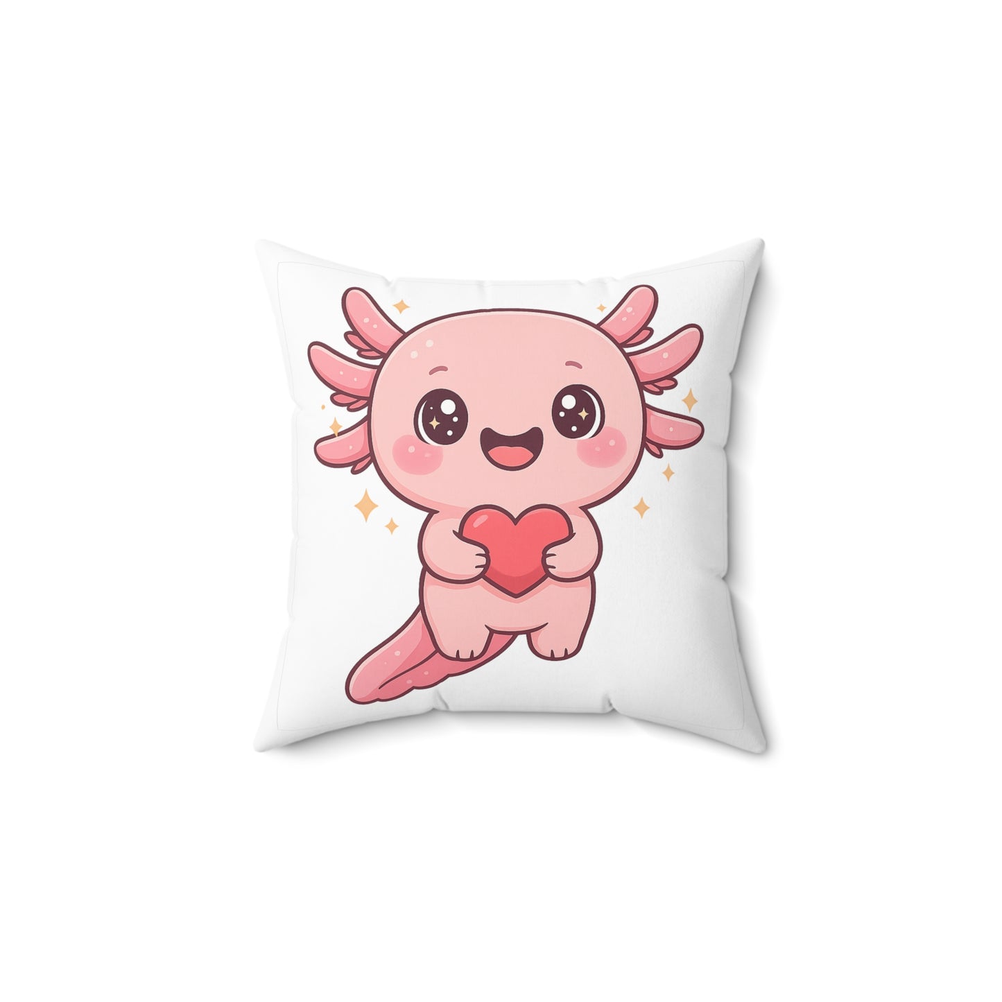 Cute Axolotl Love Pillow - Spun Polyester Square Cushion for Kids' Rooms & Gifts