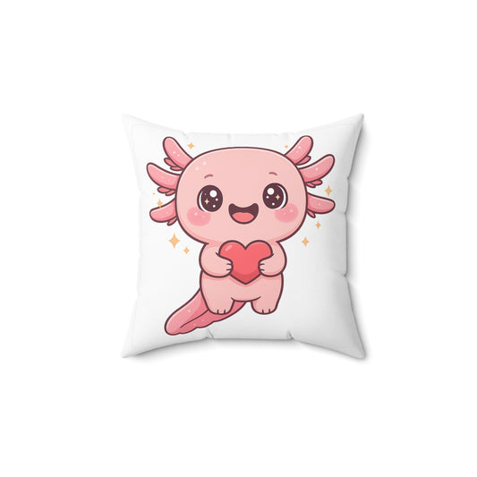 Cute Axolotl Love Pillow - Spun Polyester Square Cushion for Kids' Rooms & Gifts