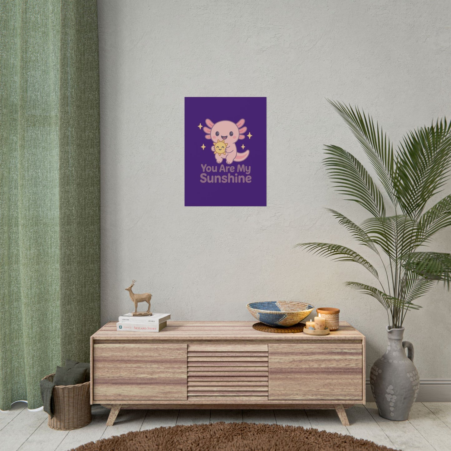 Kid's Wall Art Poster - 'You Are My Sunshine' Axolotl Design