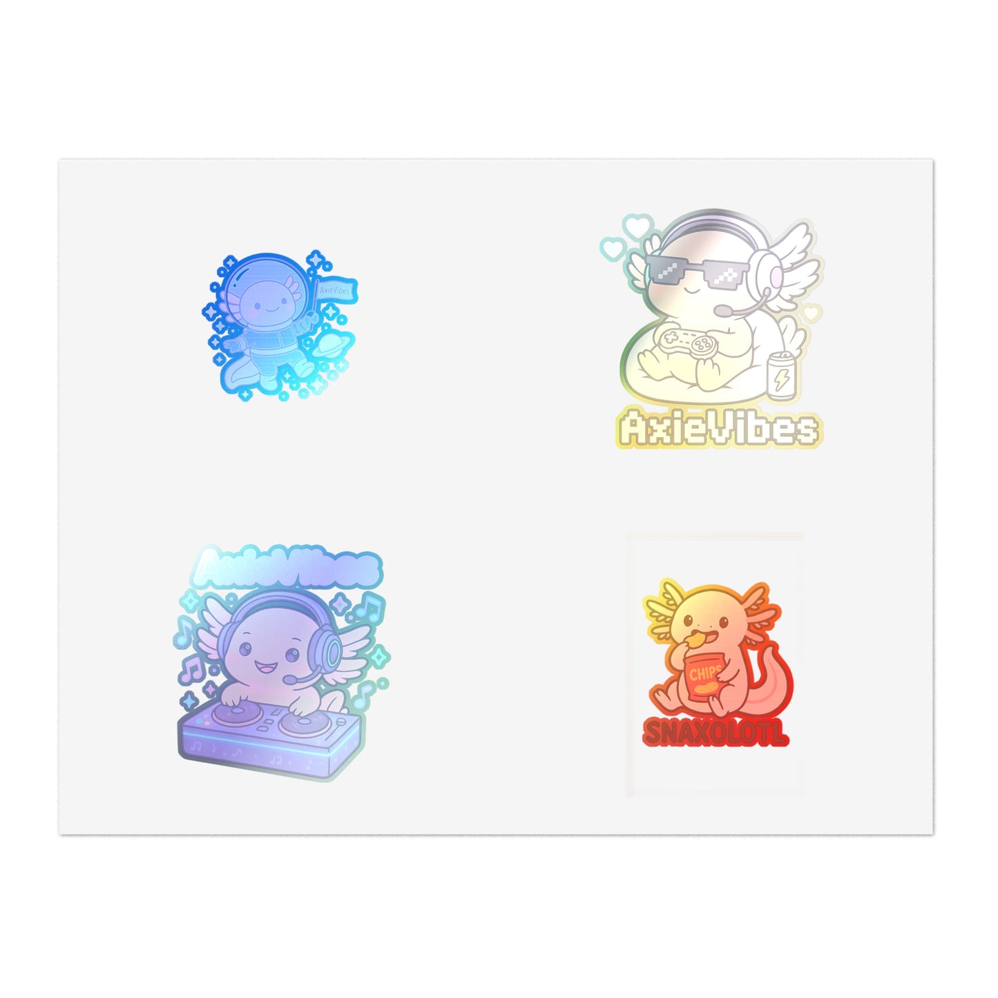 Cute Anime-Themed Sticker Sheets for Creative Expression | AxieVibes & Snaxolotl Designs
