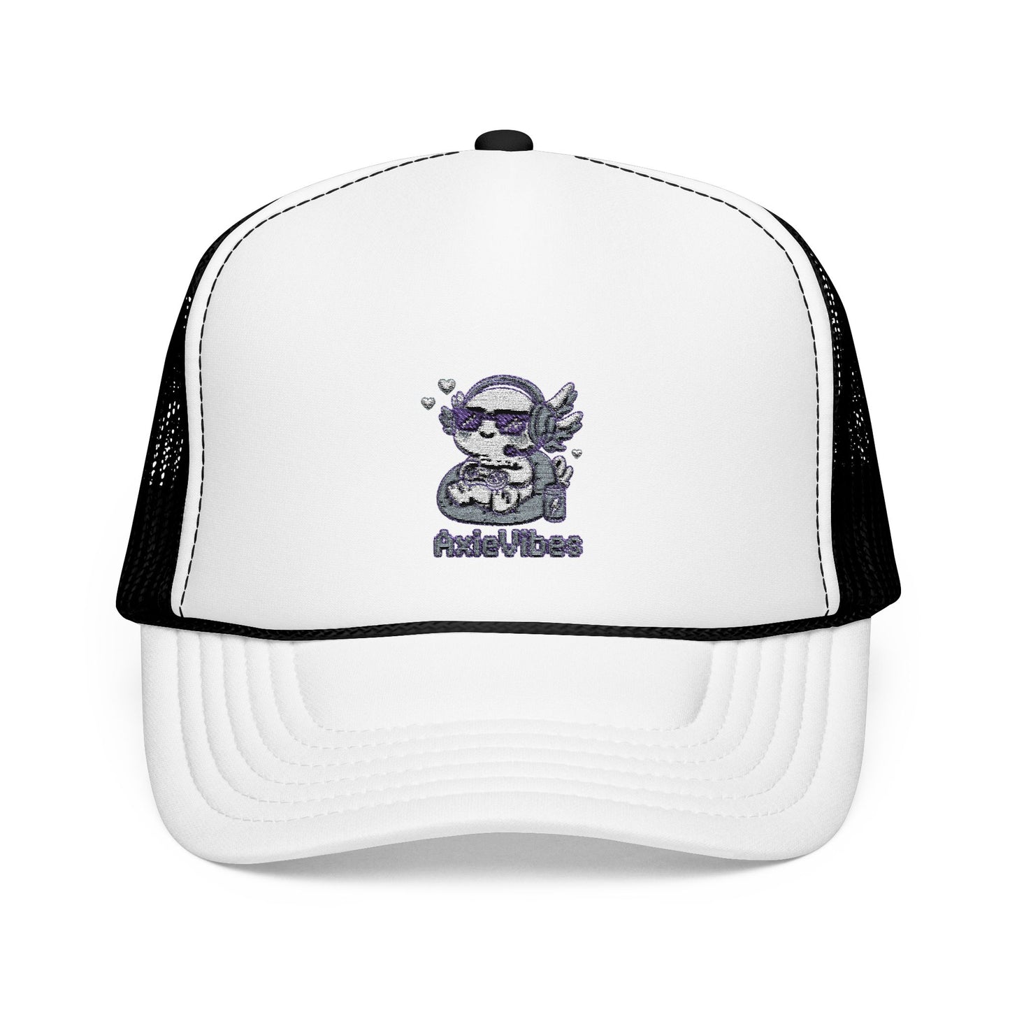 Embroidered Foam Trucker Hat - Cute Angel Cat Design