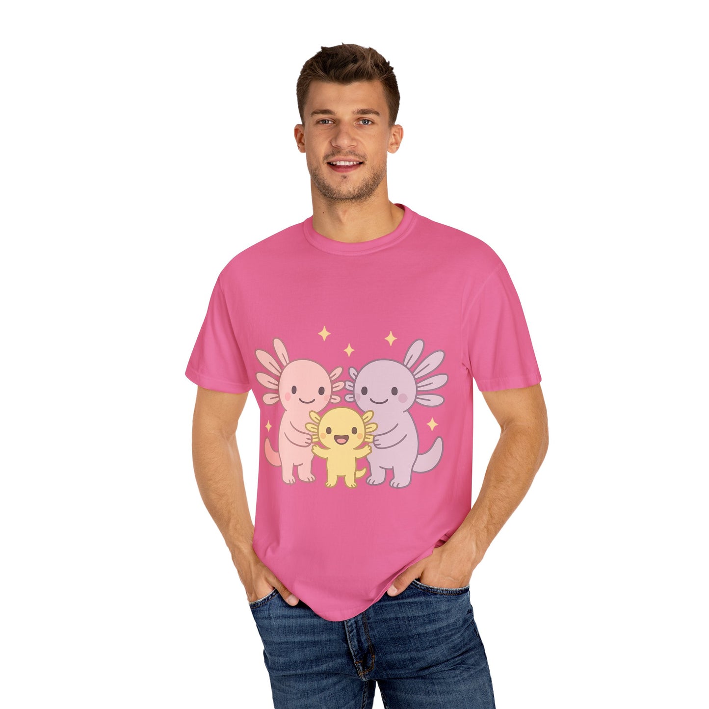 Cute Axolotl Friends T-Shirt - Unisex Garment-Dyed Tee for Animal Lovers