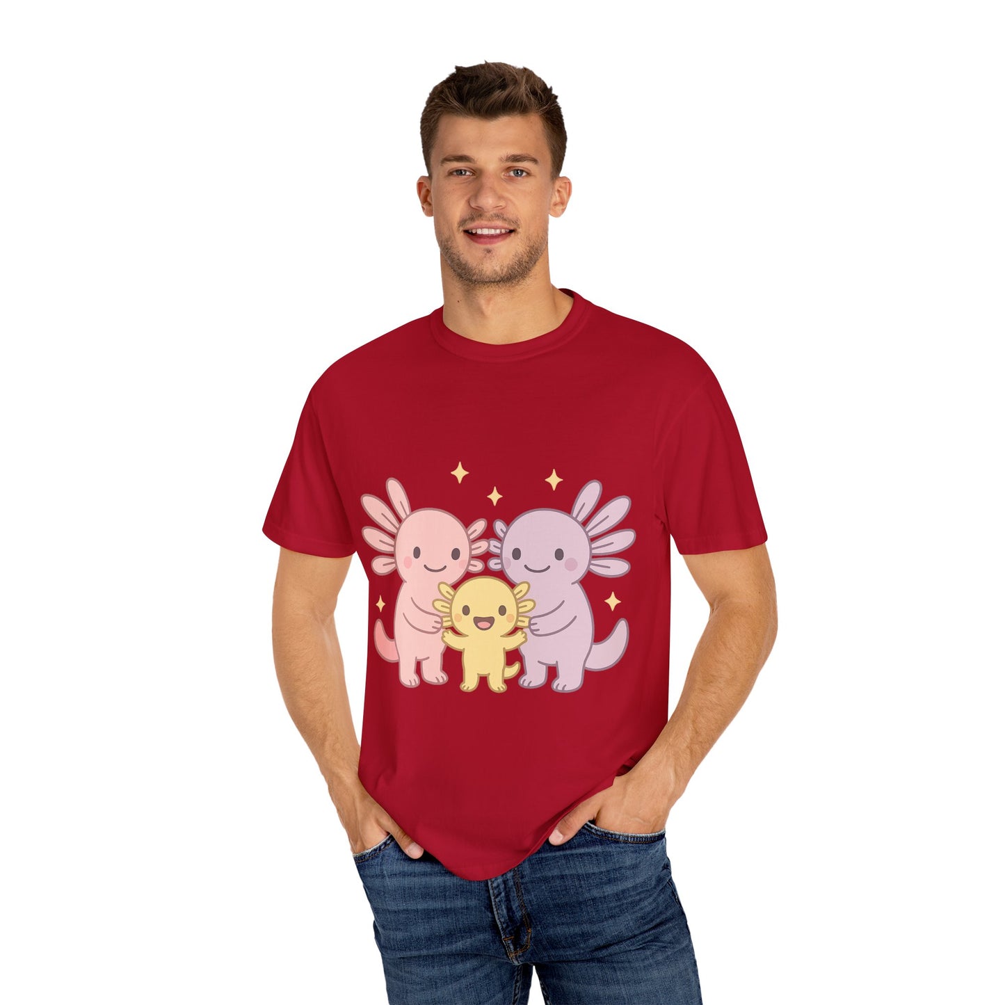 Cute Axolotl Friends T-Shirt - Unisex Garment-Dyed Tee for Animal Lovers