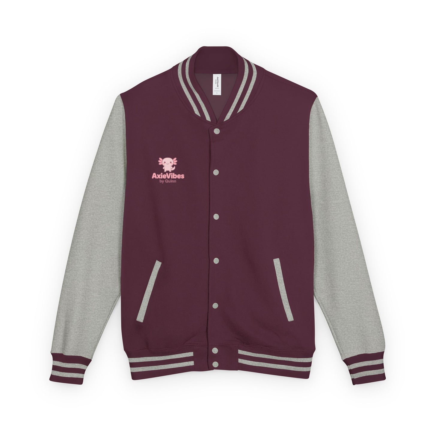 Cute Unisex Heavyweight Letterman Jacket with Adorable Axolotl Design