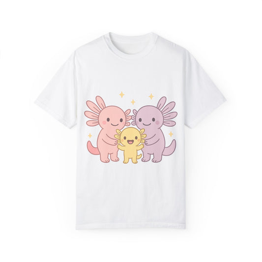 Cute Axolotl Friends T-Shirt - Unisex Garment-Dyed Tee for Animal Lovers