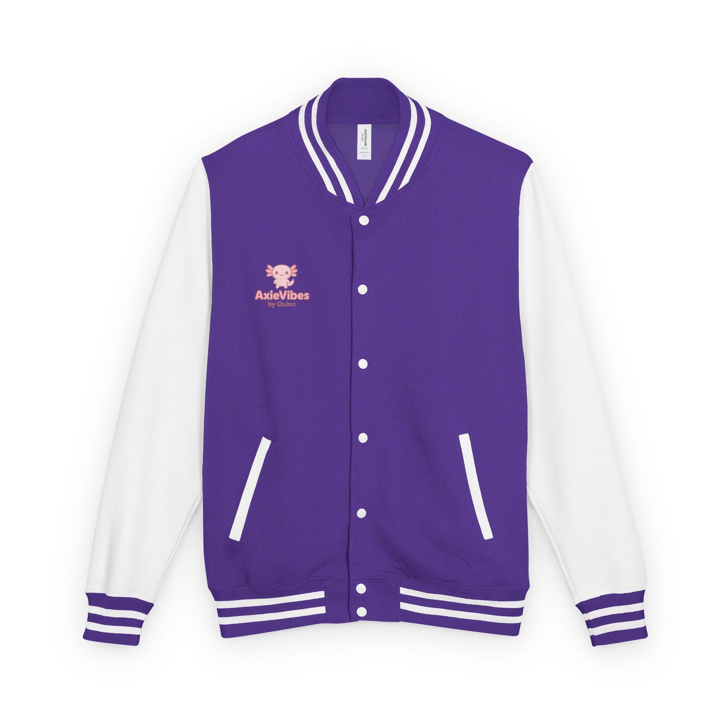Cute Unisex Heavyweight Letterman Jacket with Adorable Axolotl Design