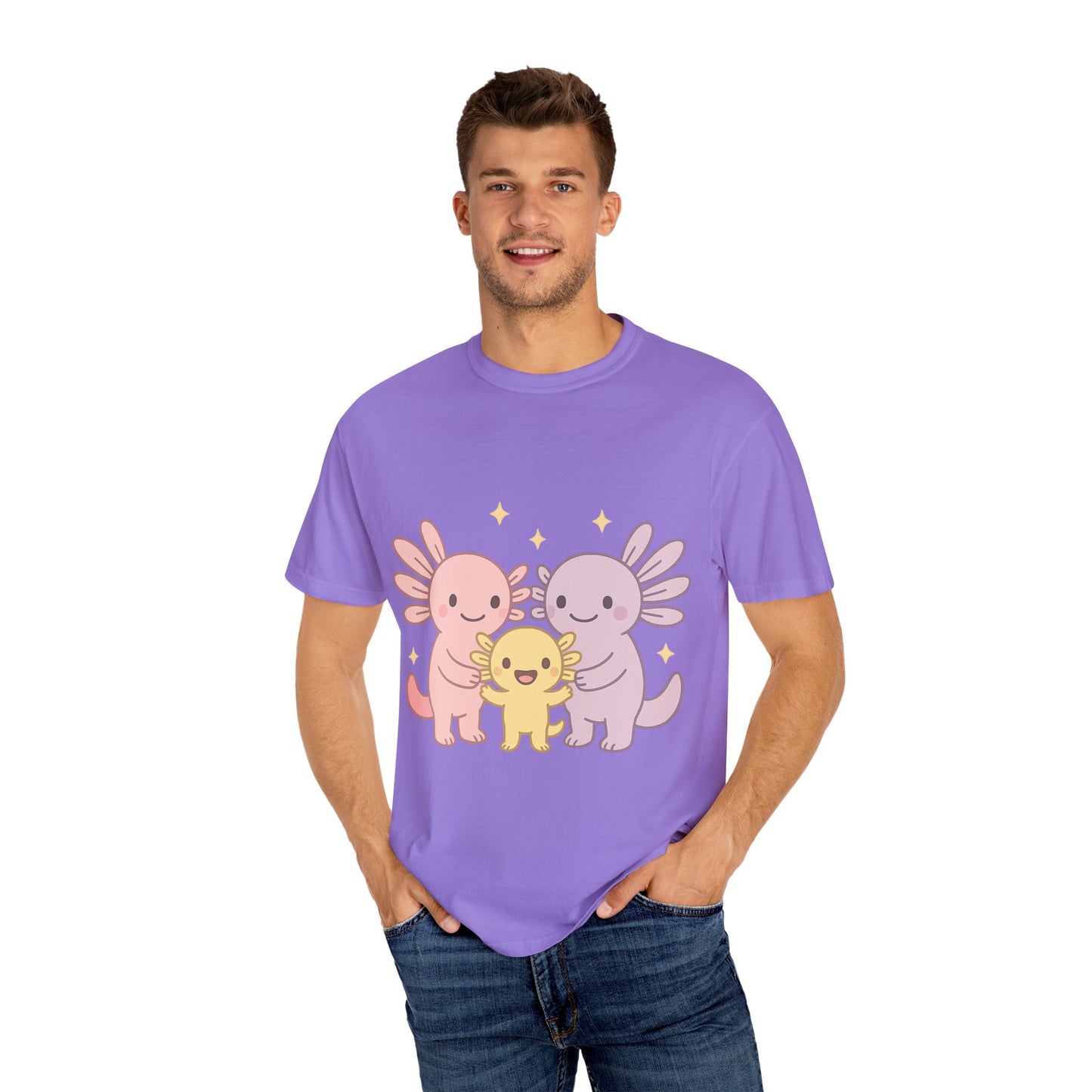 Cute Axolotl Friends T-Shirt - Unisex Garment-Dyed Tee for Animal Lovers
