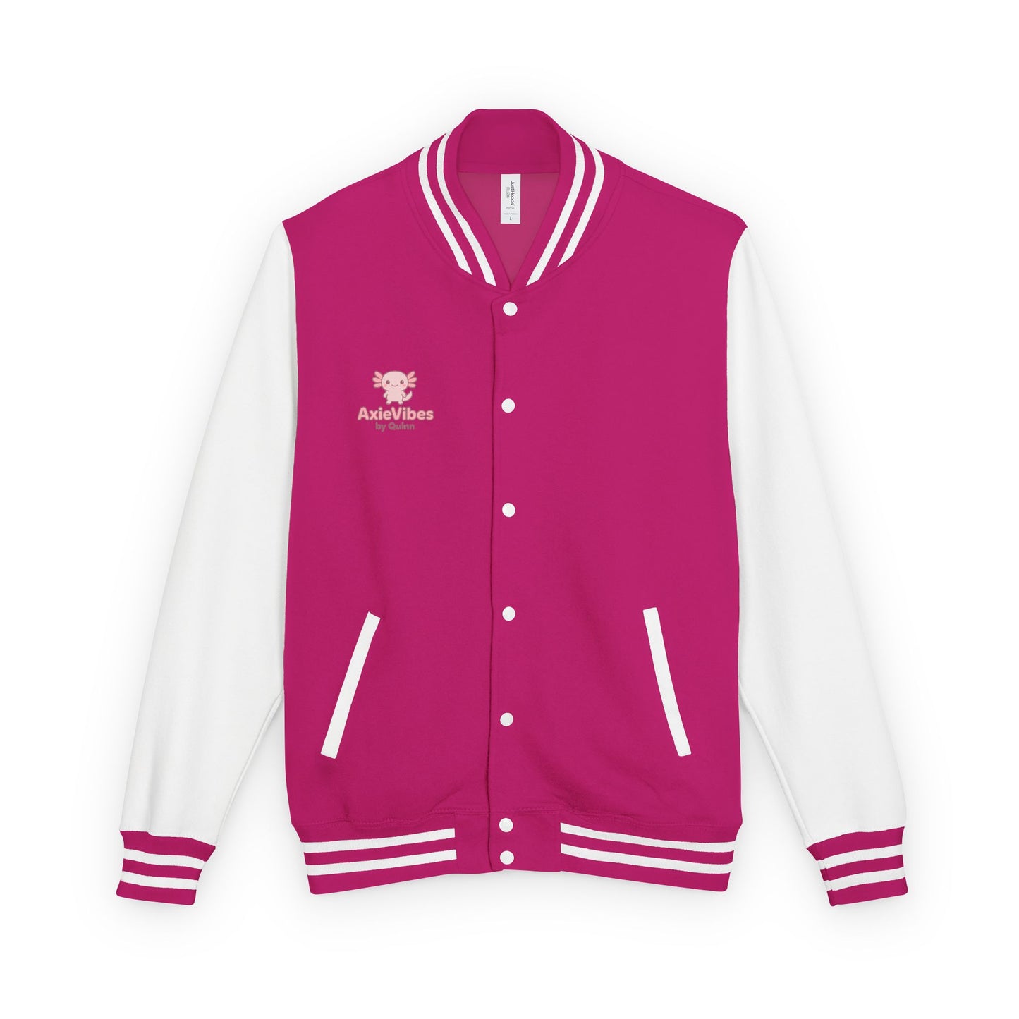 Cute Unisex Heavyweight Letterman Jacket with Adorable Axolotl Design