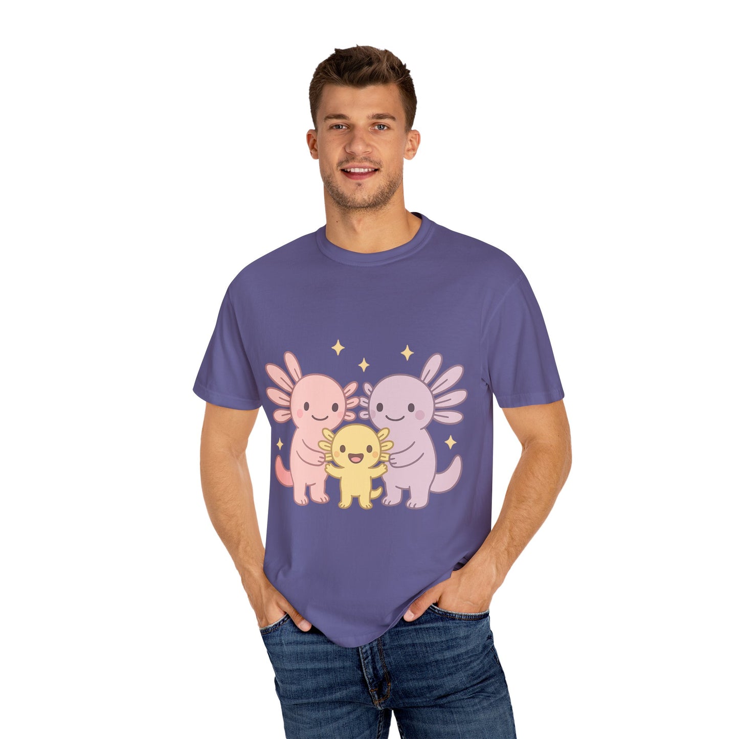 Cute Axolotl Friends T-Shirt - Unisex Garment-Dyed Tee for Animal Lovers