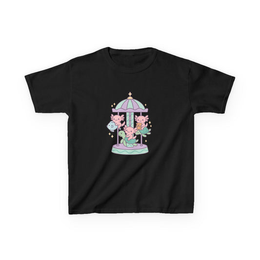 Kids Cotton Tee with Carousel Design, Fun Kids T-Shirt, Cute Summer Tee, Playful Cotton Top, Unique Birthday Gift for Children