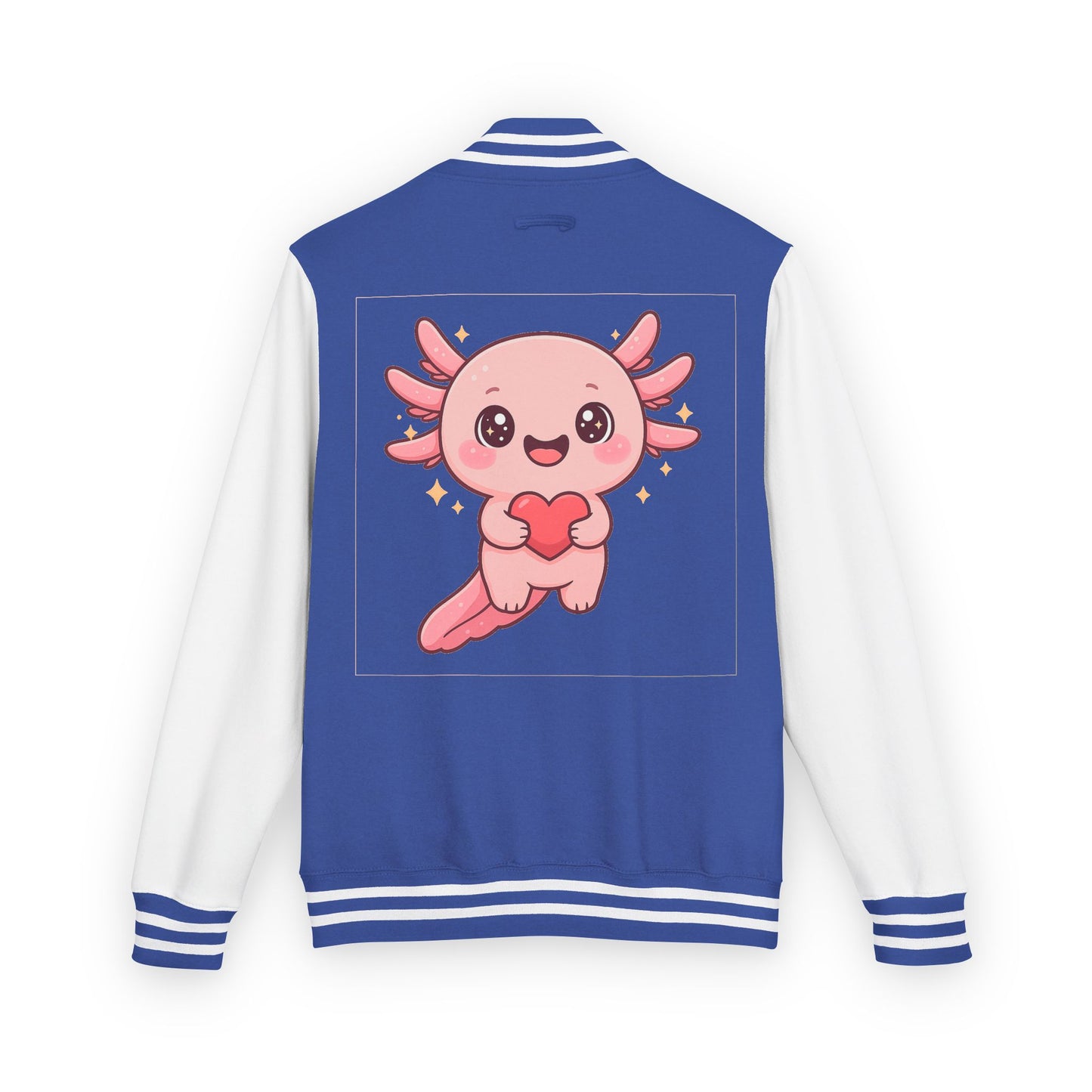 Cute Unisex Heavyweight Letterman Jacket with Adorable Axolotl Design