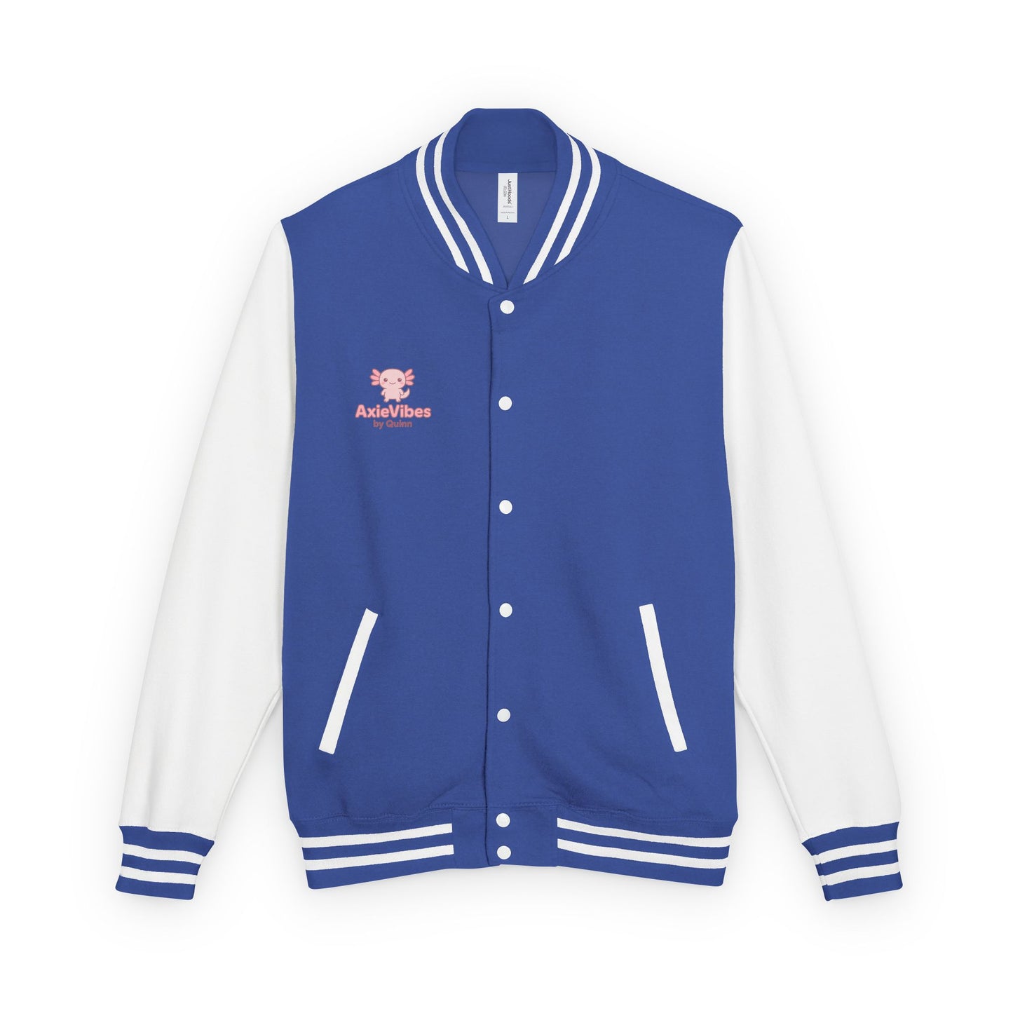 Cute Unisex Heavyweight Letterman Jacket with Adorable Axolotl Design