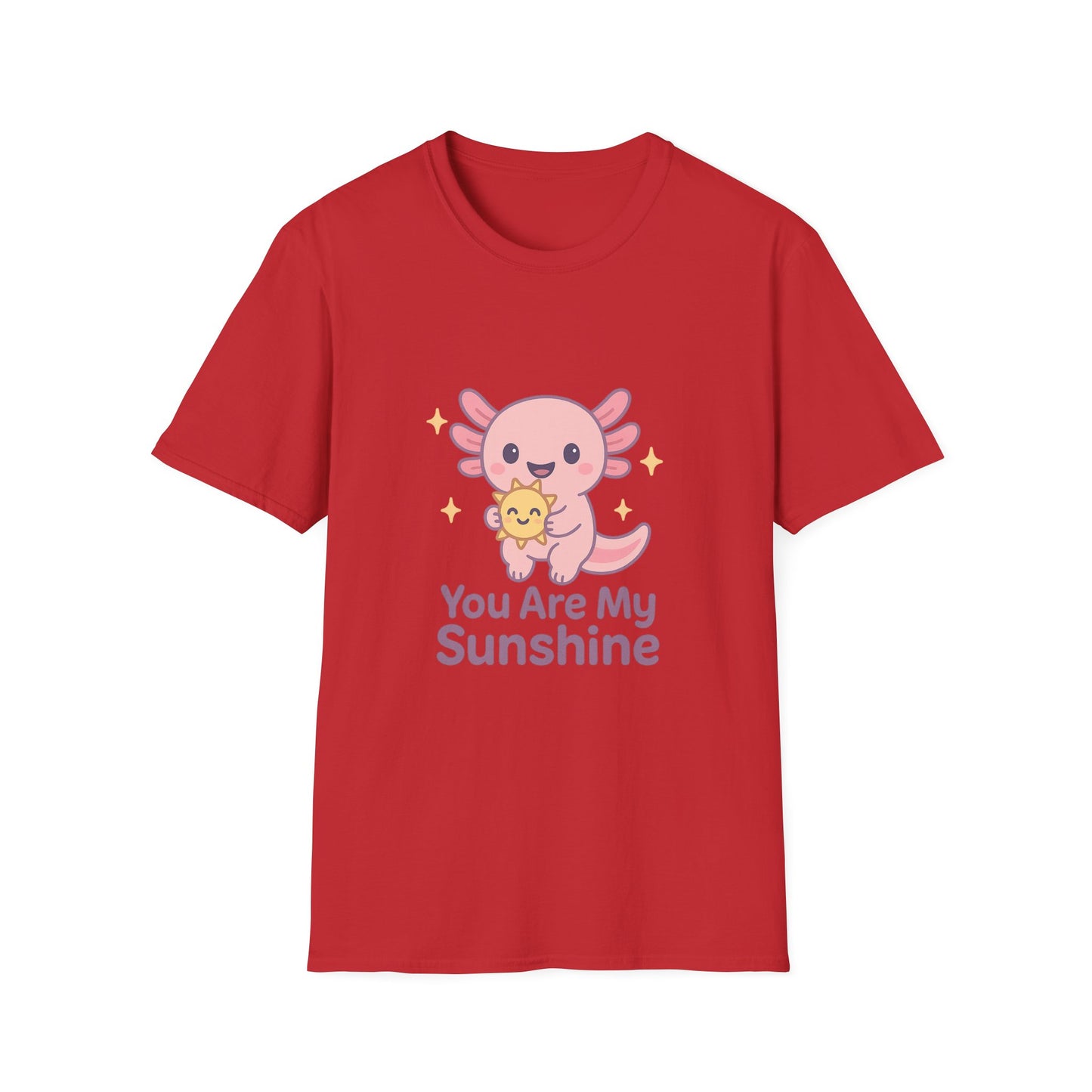 You Are My Sunshine Unisex Softstyle T-Shirt - Cute Axolotl Design