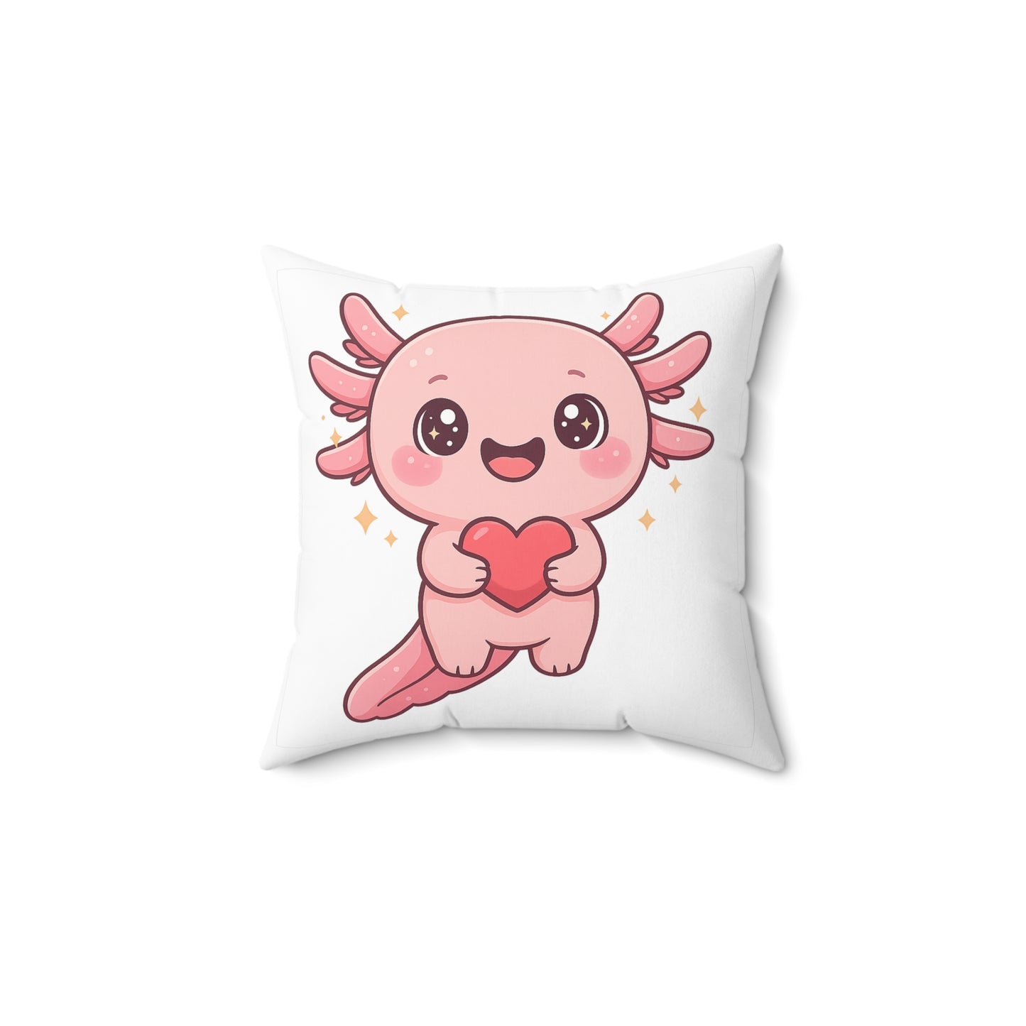Cute Axolotl Love Pillow - Spun Polyester Square Cushion for Kids' Rooms & Gifts