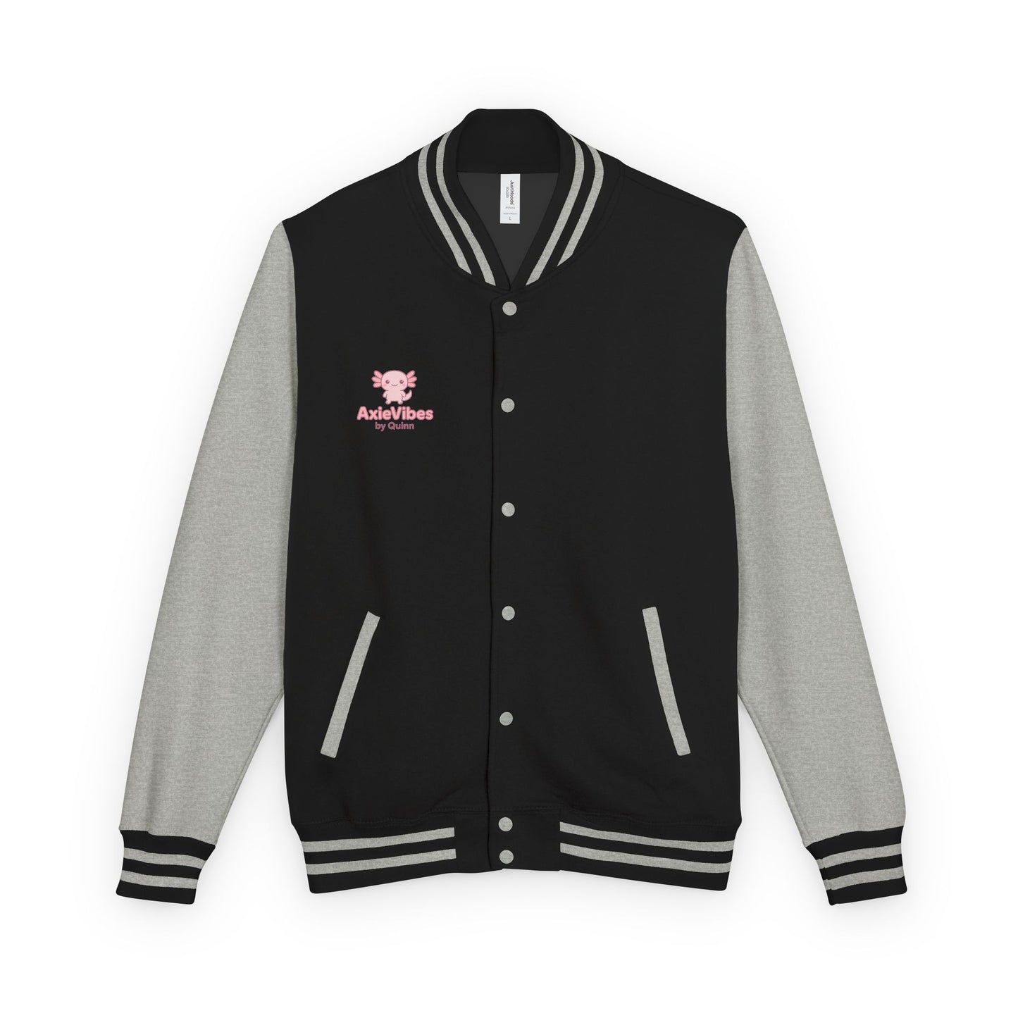 Cute Unisex Heavyweight Letterman Jacket with Adorable Axolotl Design