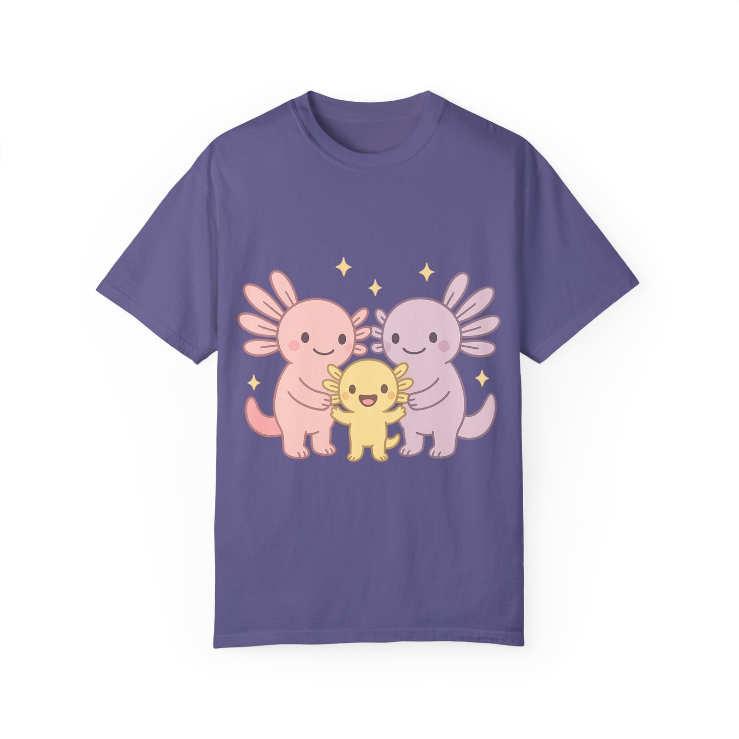 Cute Axolotl Friends T-Shirt - Unisex Garment-Dyed Tee for Animal Lovers