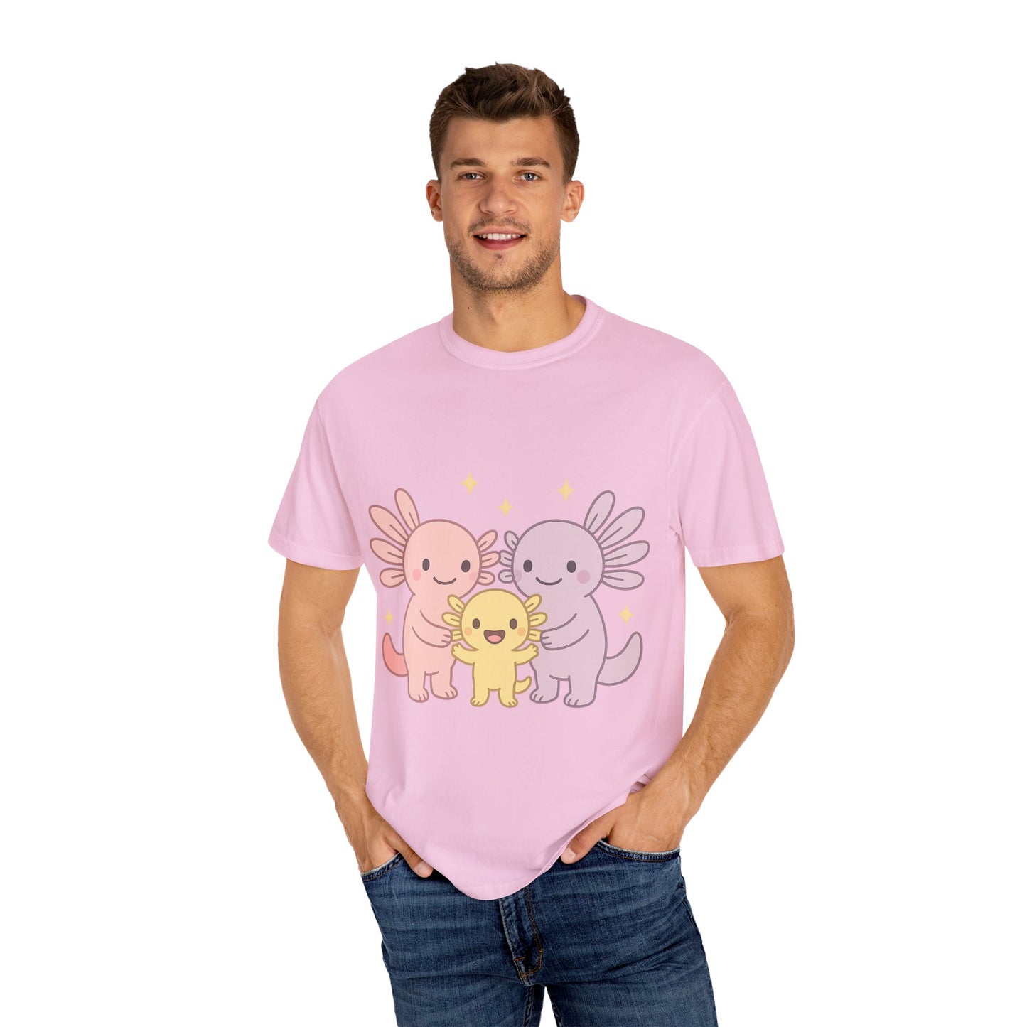 Cute Axolotl Friends T-Shirt - Unisex Garment-Dyed Tee for Animal Lovers