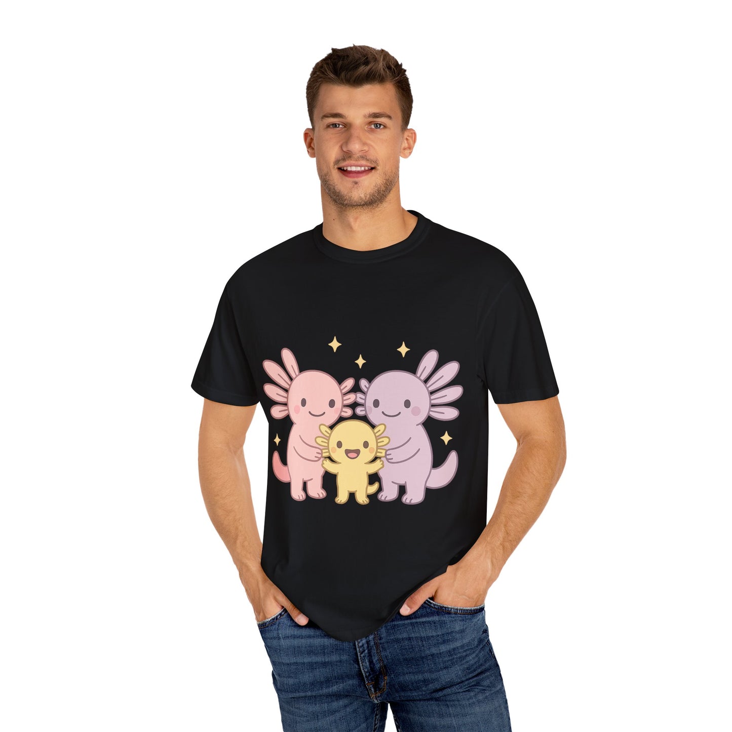 Cute Axolotl Friends T-Shirt - Unisex Garment-Dyed Tee for Animal Lovers