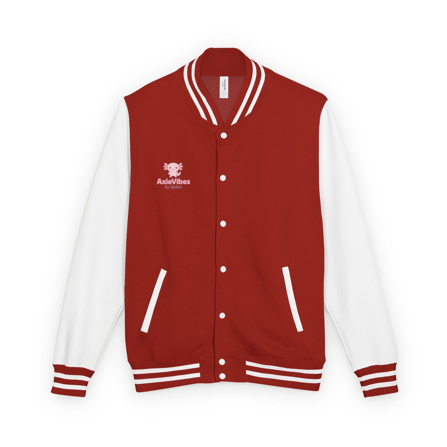 Cute Unisex Heavyweight Letterman Jacket with Adorable Axolotl Design