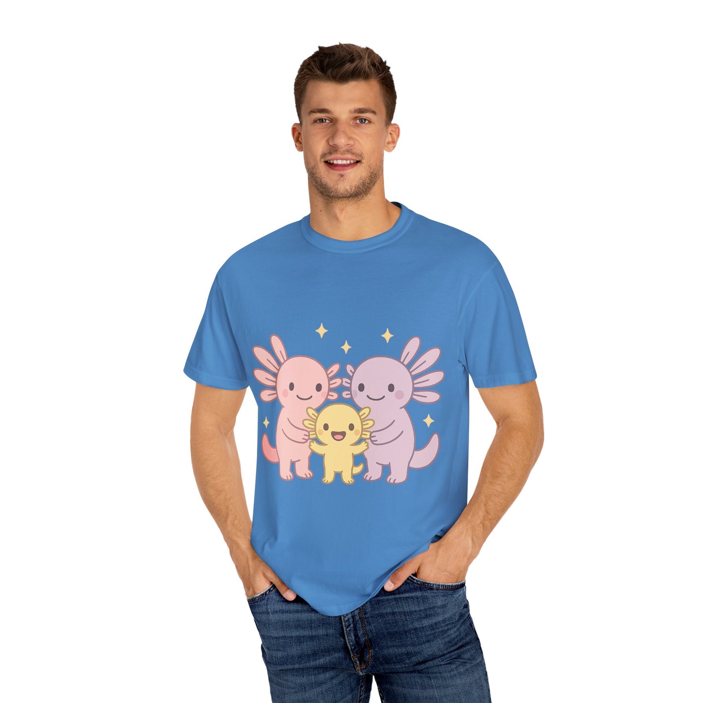 Cute Axolotl Friends T-Shirt - Unisex Garment-Dyed Tee for Animal Lovers