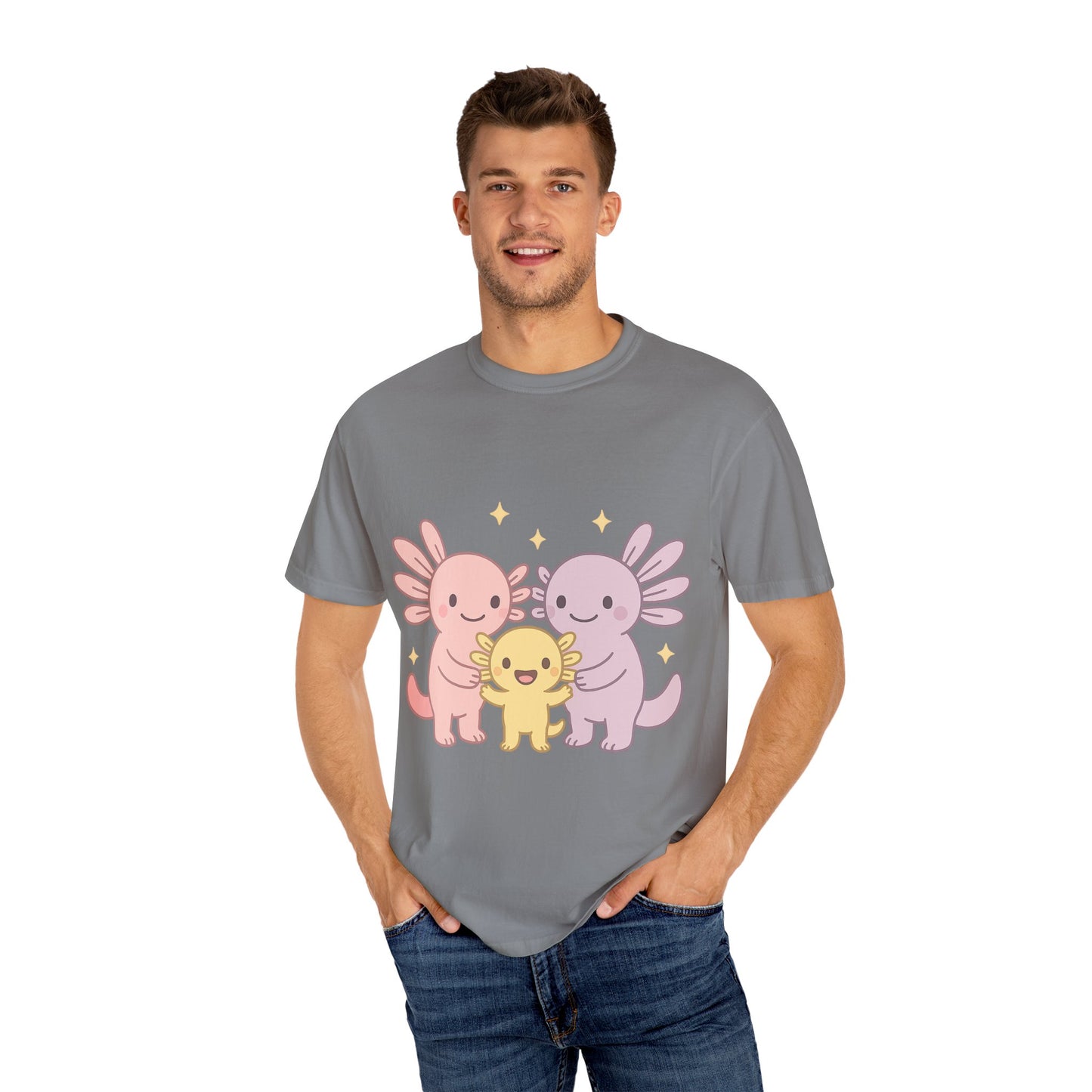 Cute Axolotl Friends T-Shirt - Unisex Garment-Dyed Tee for Animal Lovers
