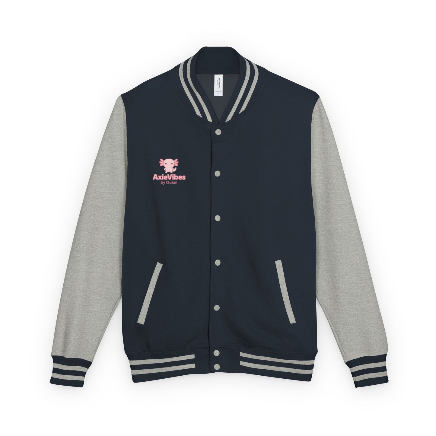 Cute Unisex Heavyweight Letterman Jacket with Adorable Axolotl Design