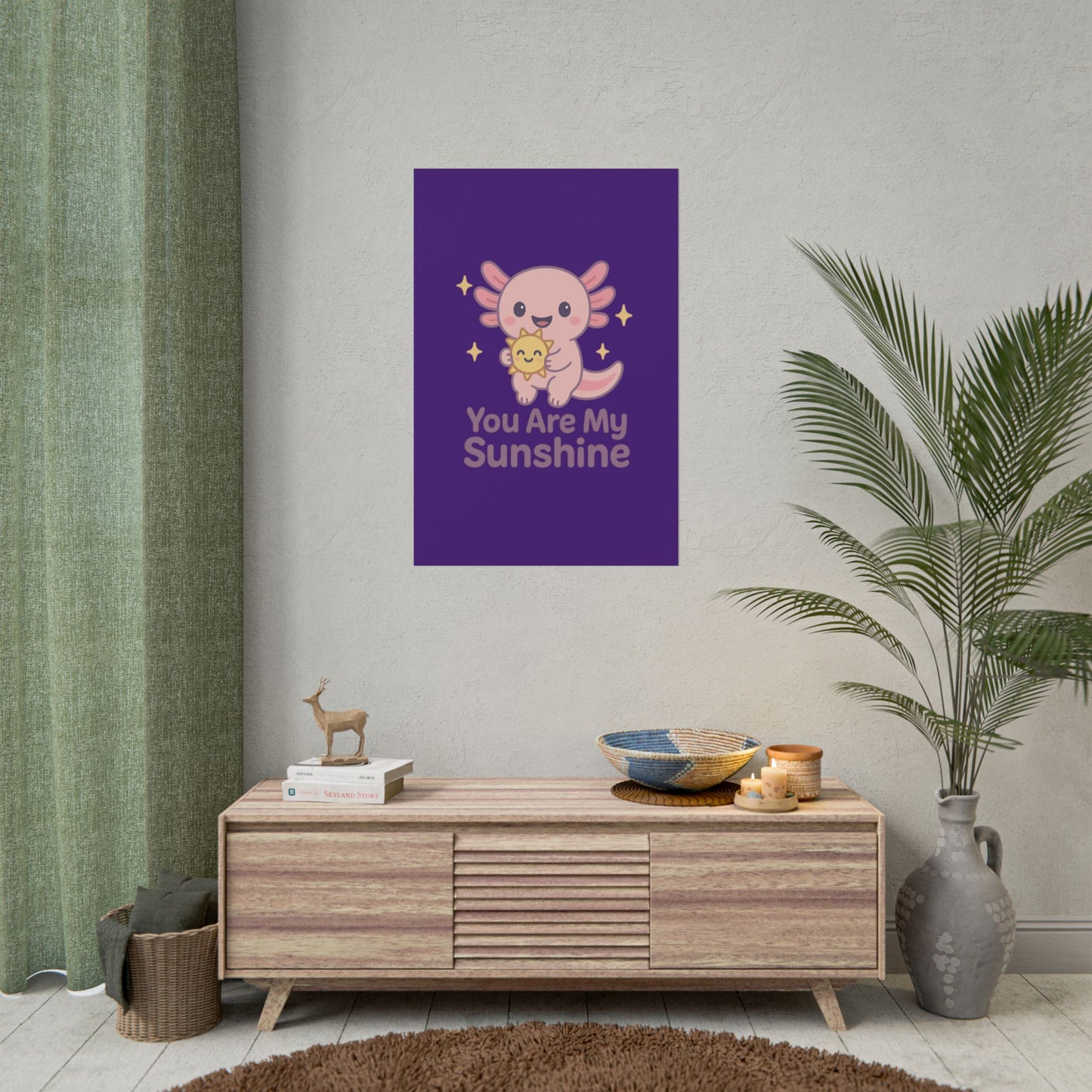 Kid's Wall Art Poster - 'You Are My Sunshine' Axolotl Design