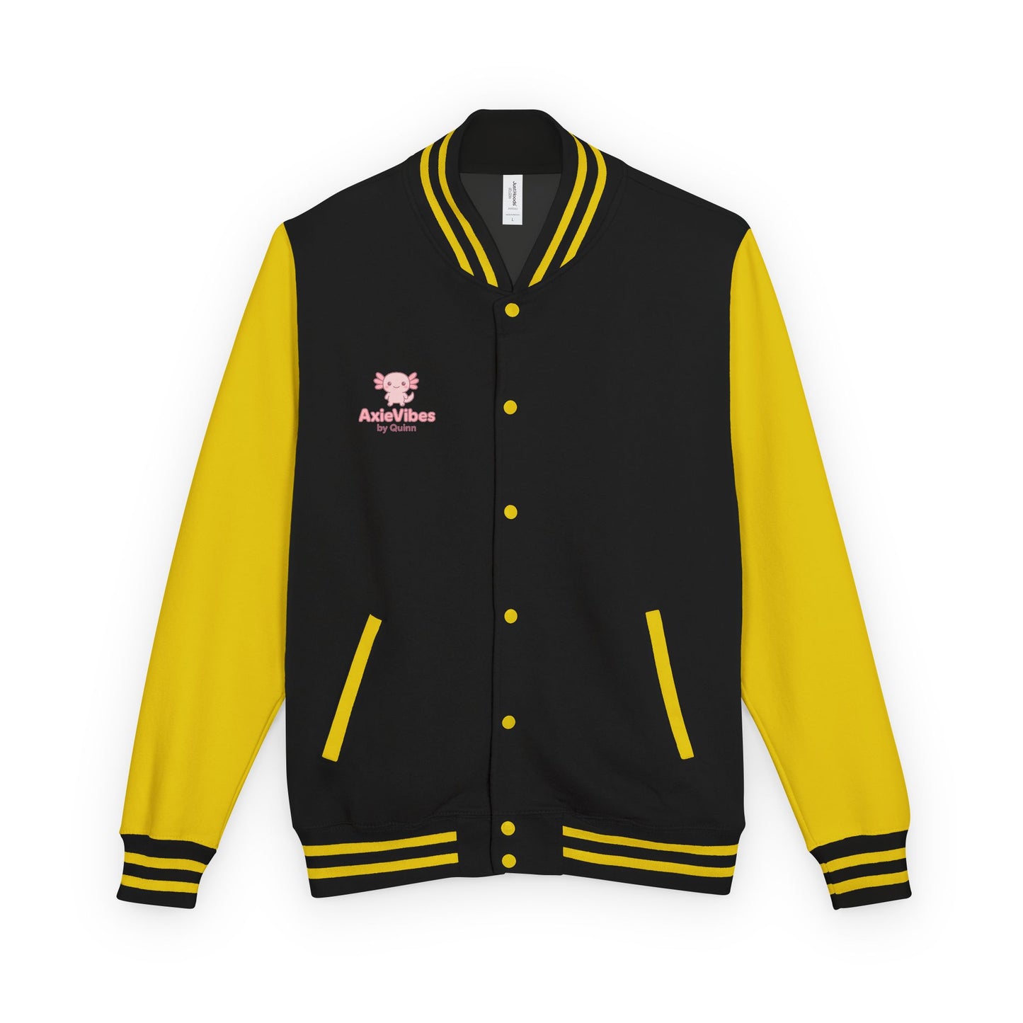 Cute Unisex Heavyweight Letterman Jacket with Adorable Axolotl Design