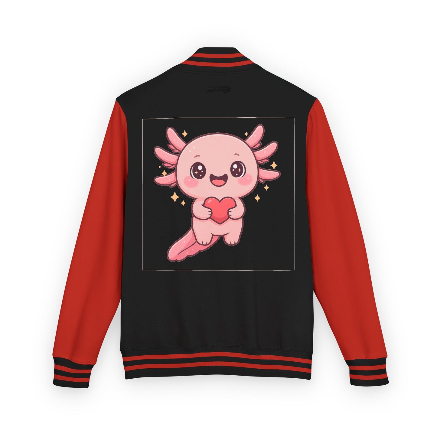 Cute Unisex Heavyweight Letterman Jacket with Adorable Axolotl Design