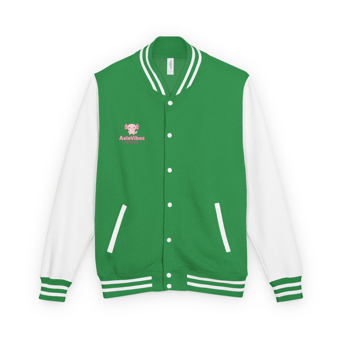 Cute Unisex Heavyweight Letterman Jacket with Adorable Axolotl Design
