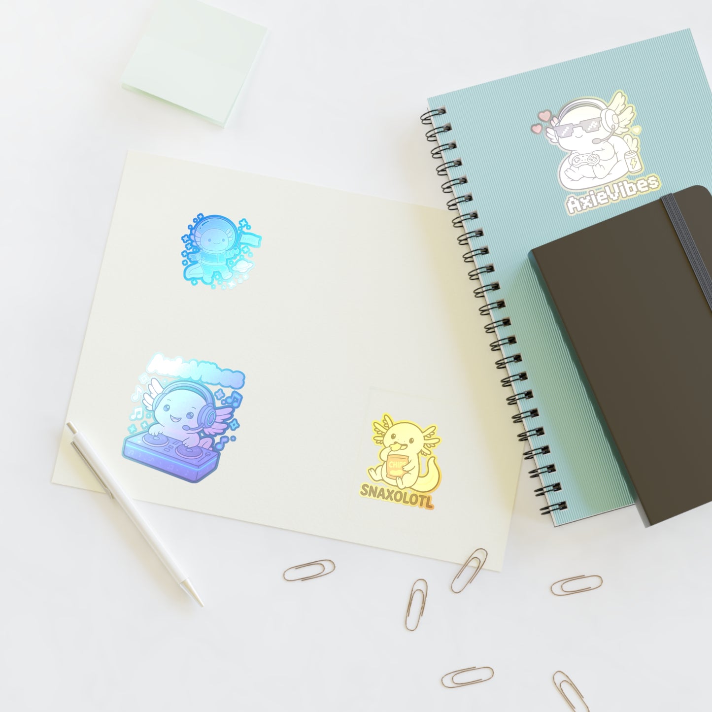 Cute Anime-Themed Sticker Sheets for Creative Expression | AxieVibes & Snaxolotl Designs