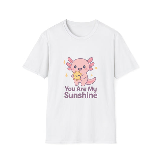You Are My Sunshine Unisex Softstyle T-Shirt - Cute Axolotl Design